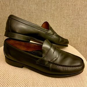 Men's Black Leather Penny Loafers